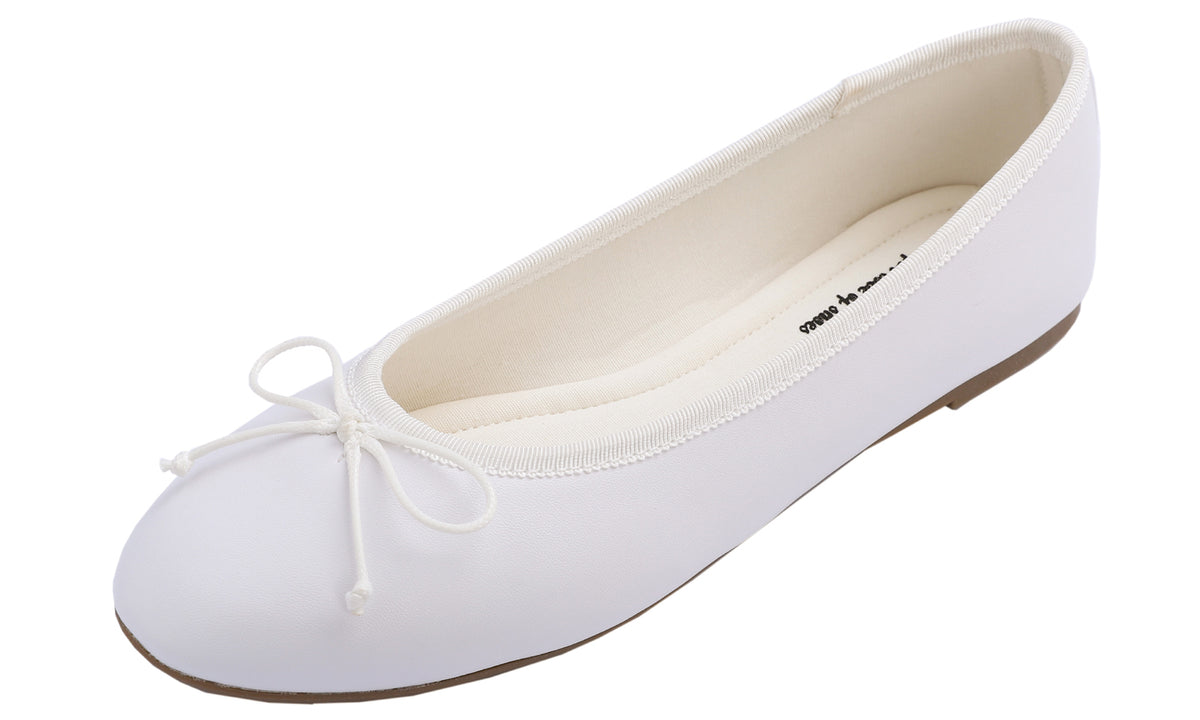 Feversole Women's Bow Tie Fashion Dress Slip On Shoes Round Toe Ballet Flat Vegan Leathe