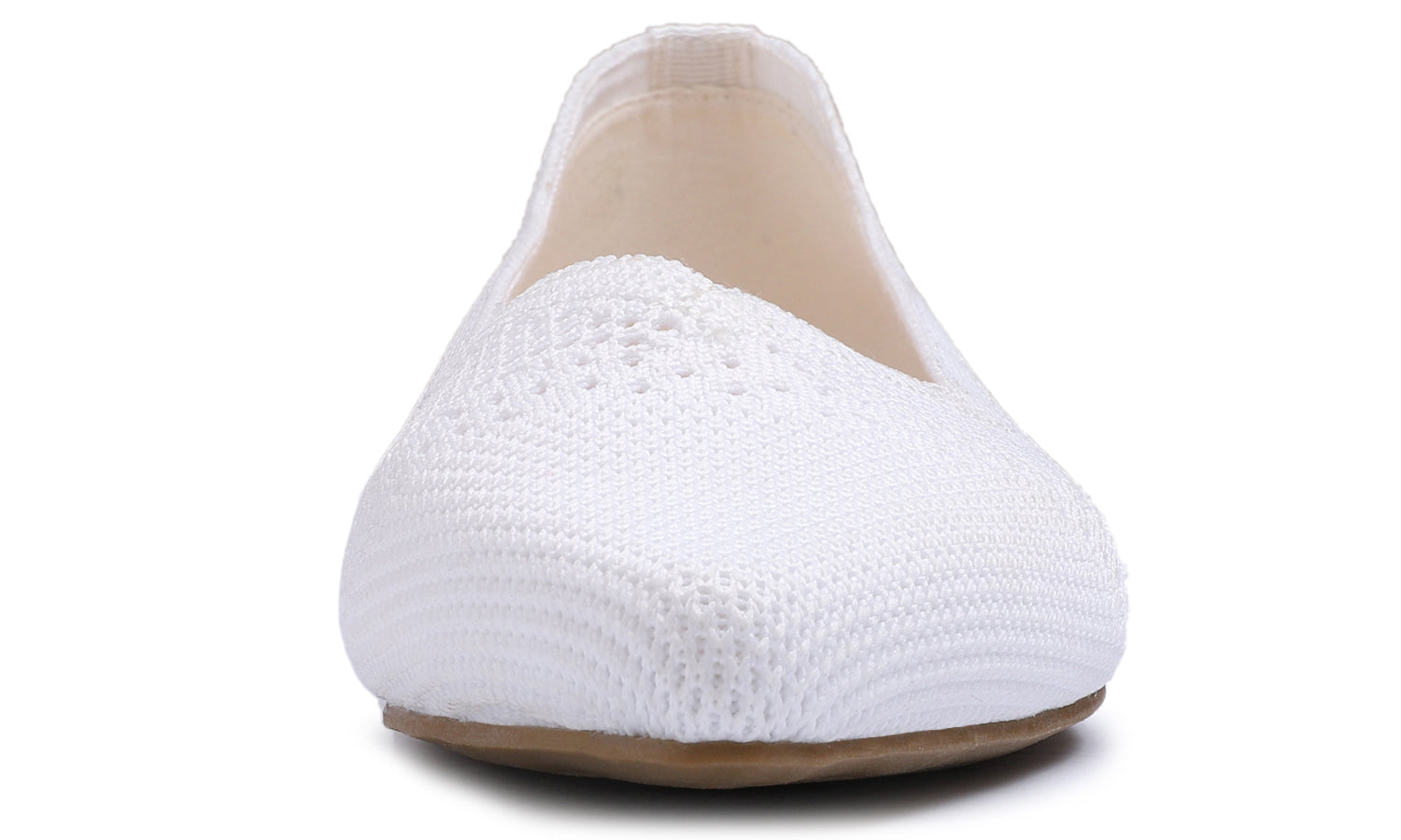 Feversole Women's Woven Fashion Breathable Knit Flat Shoes Pointed White