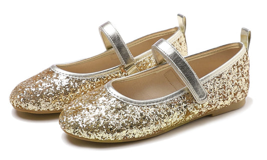 Feversole Girls Cute Dress Mary Jane Shoes Soft Party Holiday Ballet Flats Glitter