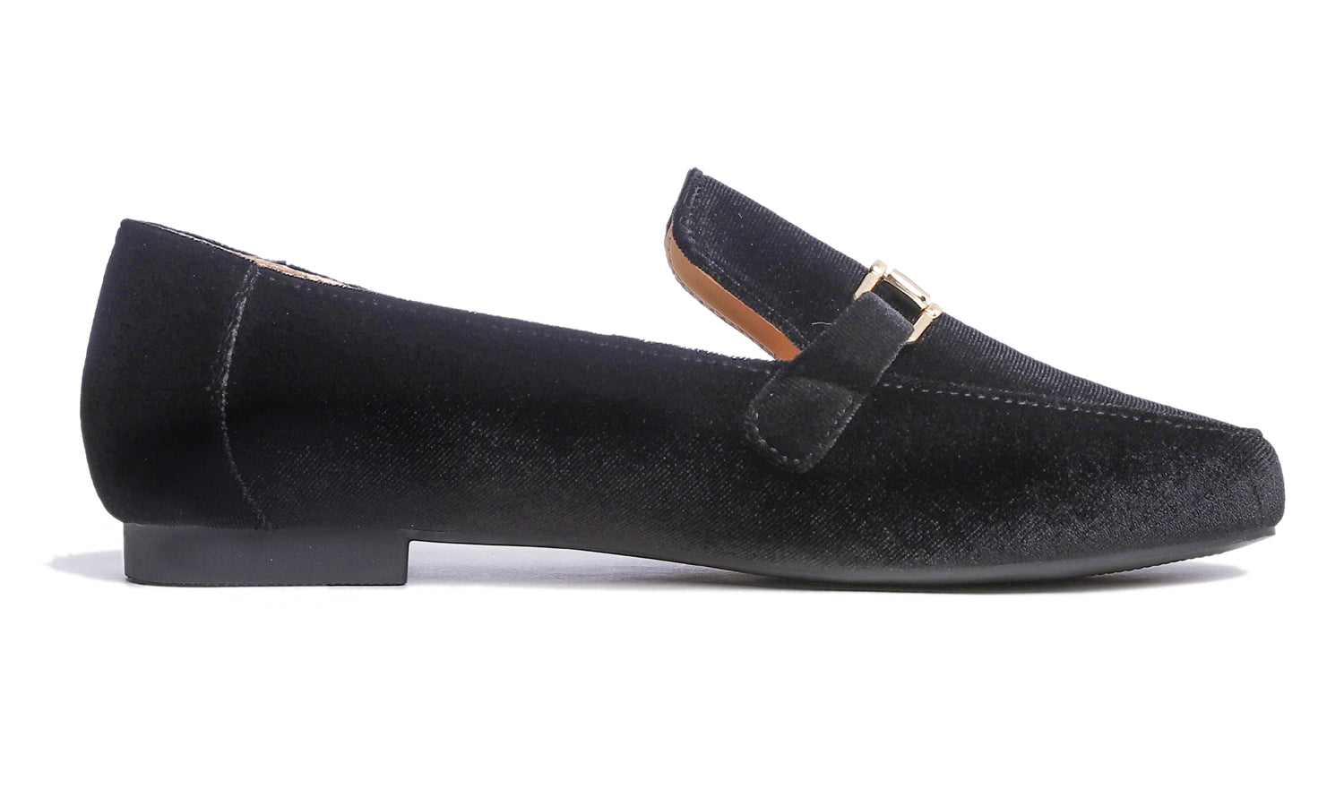 Feversole Women's Fashion Trim Deco Loafer Flats Black Velvet