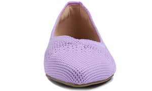 Feversole Women's Woven Fashion Breathable Knit Flat Shoes Pointed Purple