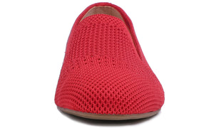 Feversole Women's Woven Fashion Breathable Knit Flat Shoes Red Loafer
