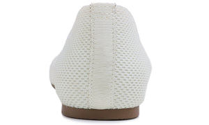 Feversole Women's Woven Fashion Breathable Knit Flat Shoes Cream White Ballet