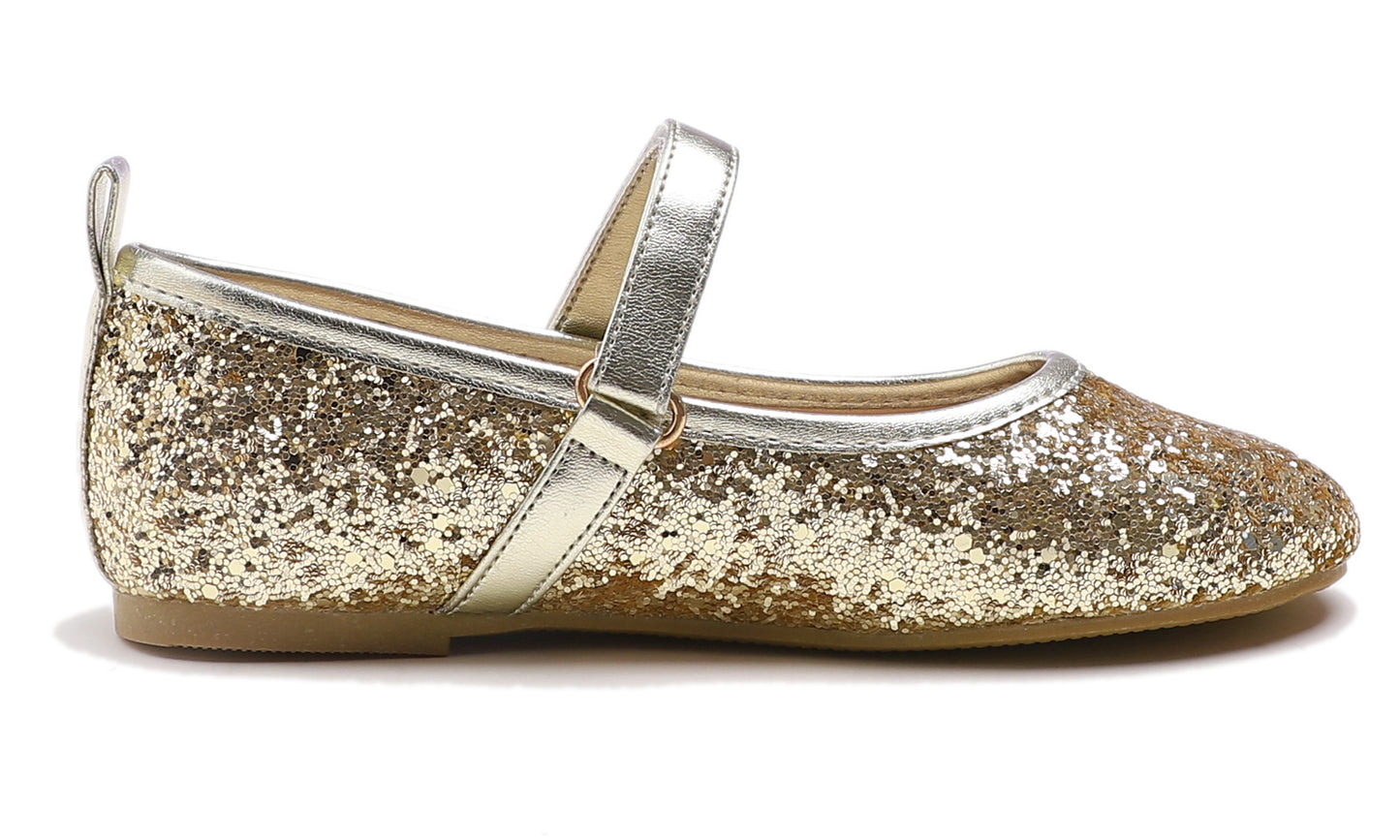 Feversole Girls Cute Dress Mary Jane Shoes Soft Party Holiday Ballet Flats Glitter