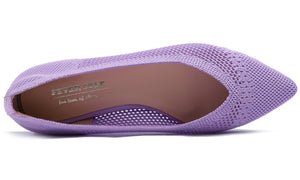 Feversole Women's Woven Fashion Breathable Knit Flat Shoes Pointed Purple
