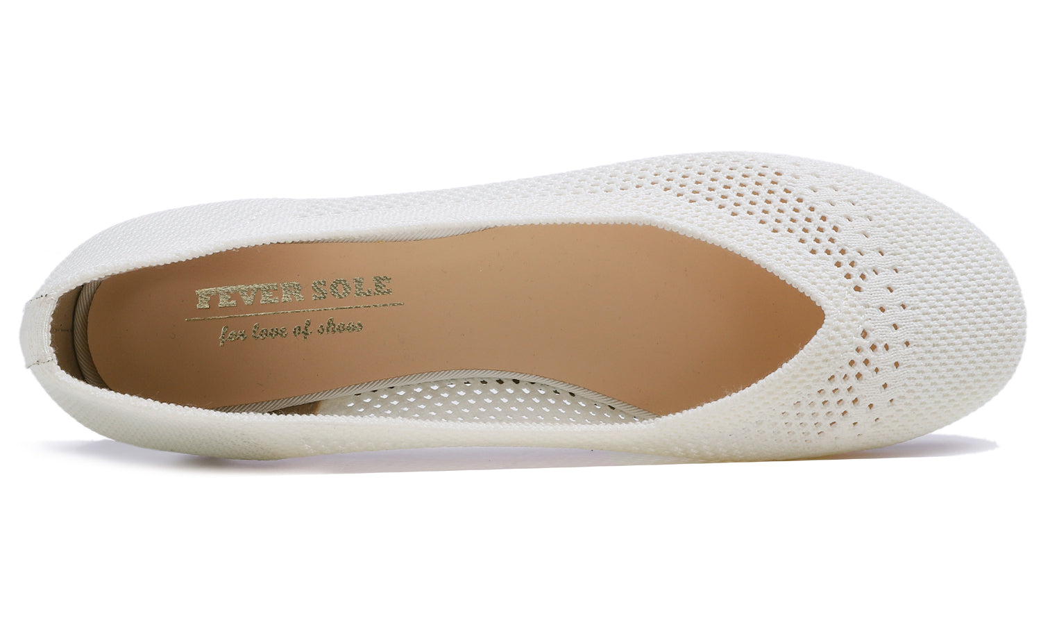 Feversole Women's Woven Fashion Breathable Knit Flat Shoes Cream White Ballet