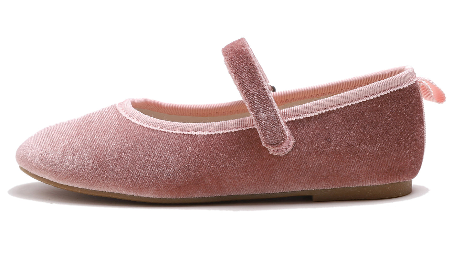 Feversole Girls Cute Dress Mary Jane Shoes Soft Party Holiday Ballet Flats Velvet