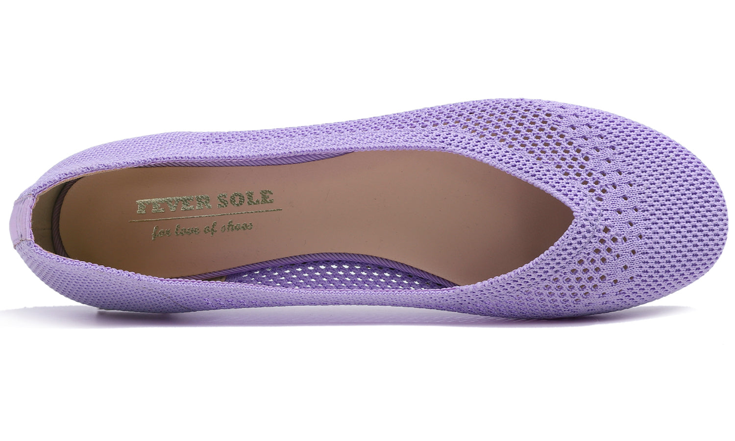 Feversole Women's Woven Fashion Breathable Knit Flat Shoes Lavender Purple Ballet