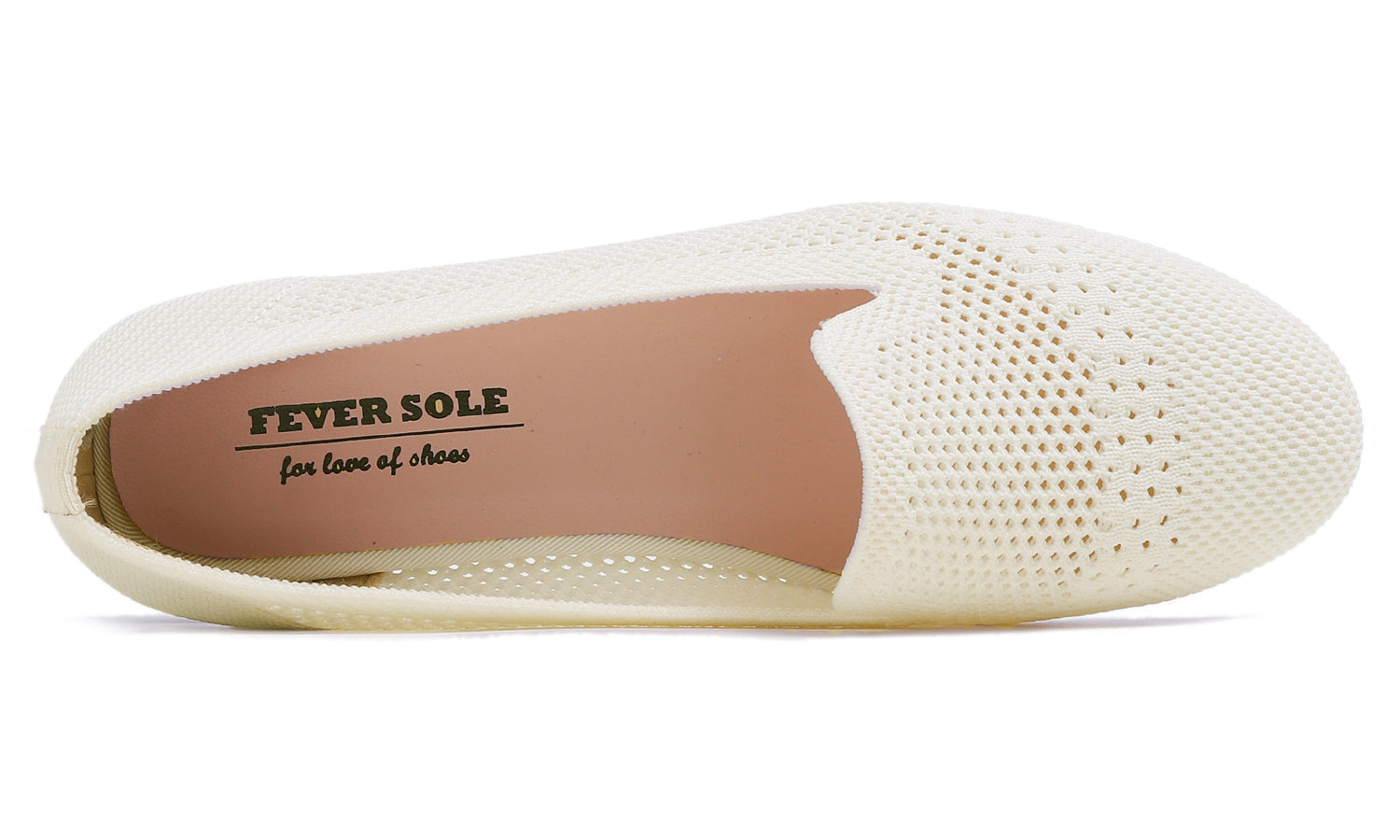 Feversole Women's Woven Fashion Breathable Knit Flat Shoes Cream White Loafer