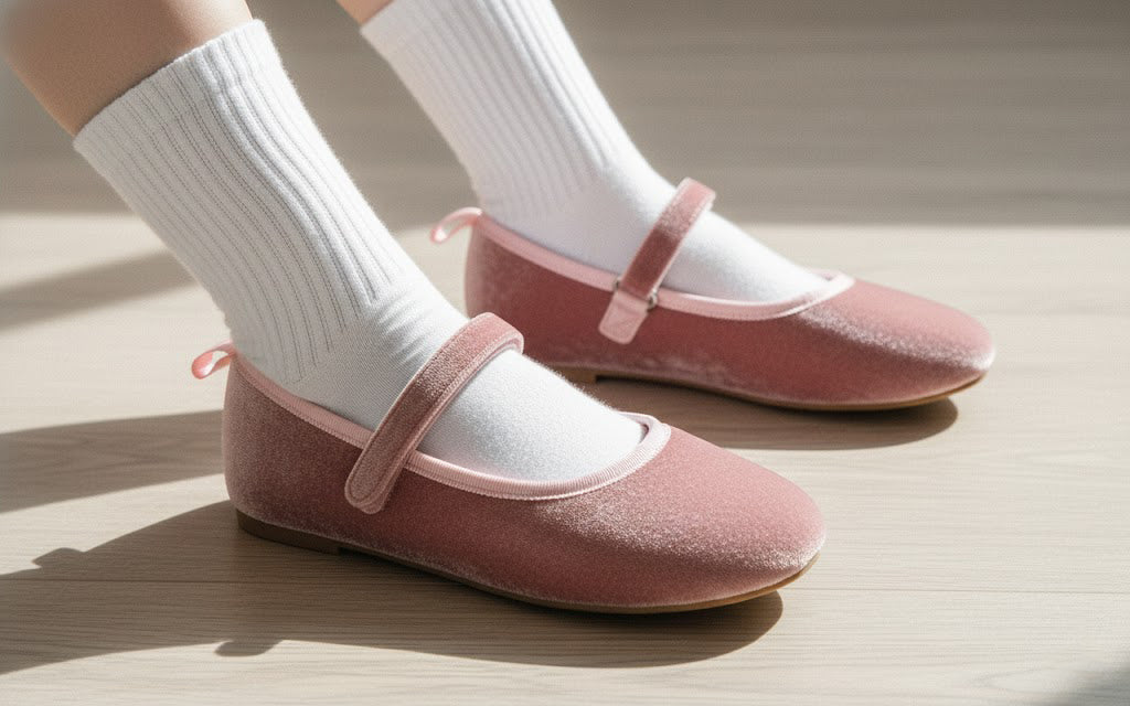 Feversole Girls Cute Dress Mary Jane Shoes Soft Party Holiday Ballet Flats Velvet