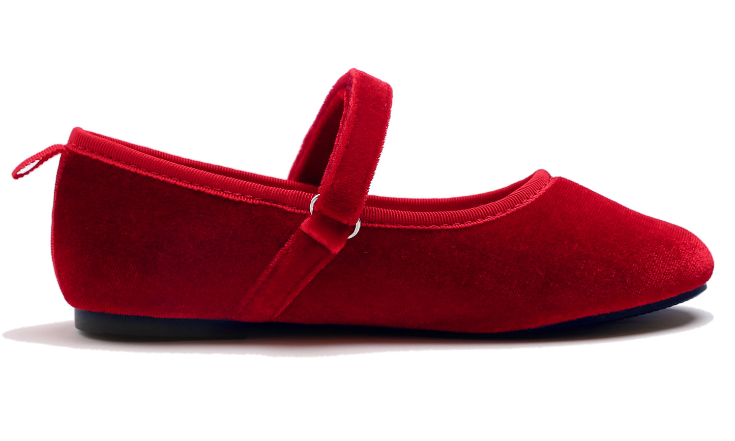 Feversole Girls Cute Dress Mary Jane Shoes Soft Party Holiday Ballet Flats Velvet