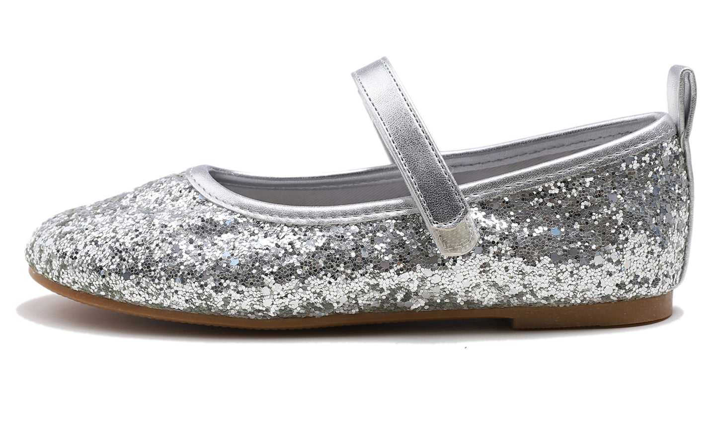 Feversole Girls Cute Dress Mary Jane Shoes Soft Party Holiday Ballet Flats Glitter