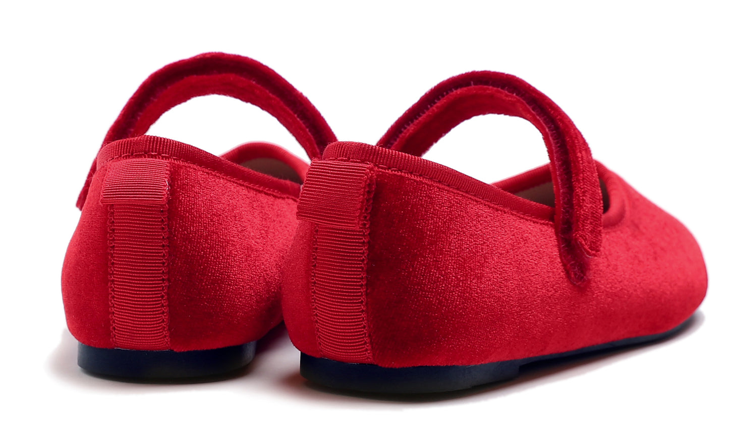 Feversole Girls Cute Dress Mary Jane Shoes Soft Party Holiday Ballet Flats Velvet