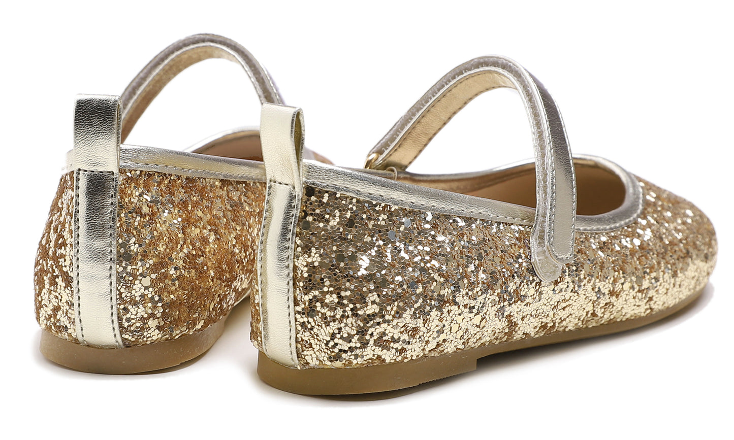 Feversole Girls Cute Dress Mary Jane Shoes Soft Party Holiday Ballet Flats Glitter