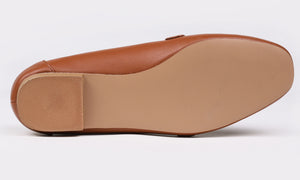 Feversole Women's Fashion Trim Deco Loafer Flats Camel Vegan Leather