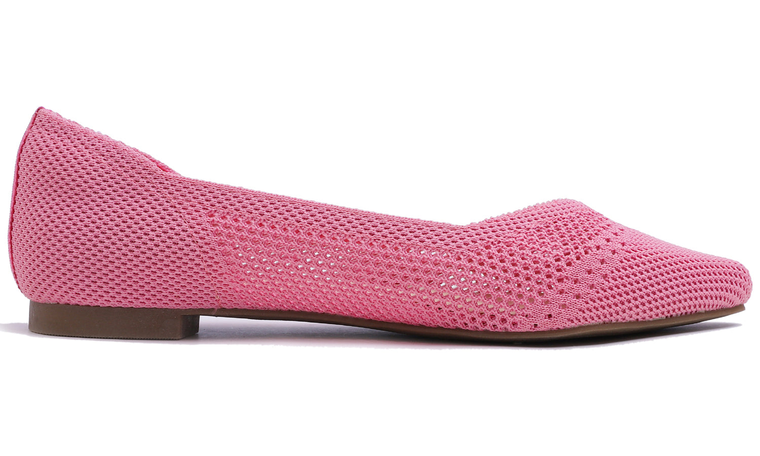 Feversole Women's Woven Fashion Breathable Knit Flat Shoes Pointed Hot Pink