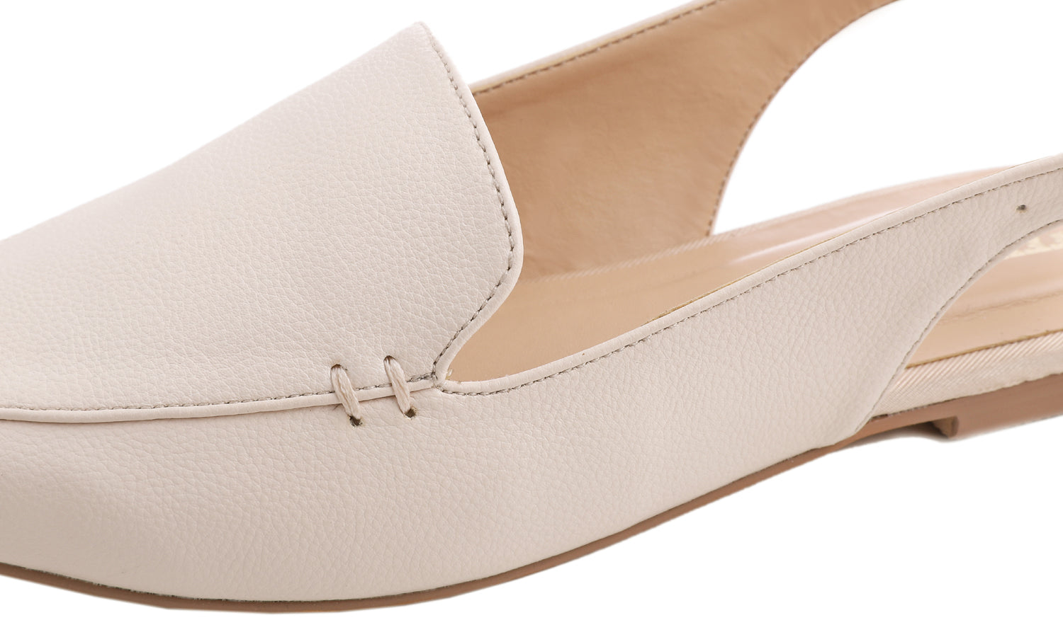 Feversole Pointed Toe Casual Slingback Flat Mules Women's Beige Vegan Leather Summer Slippers