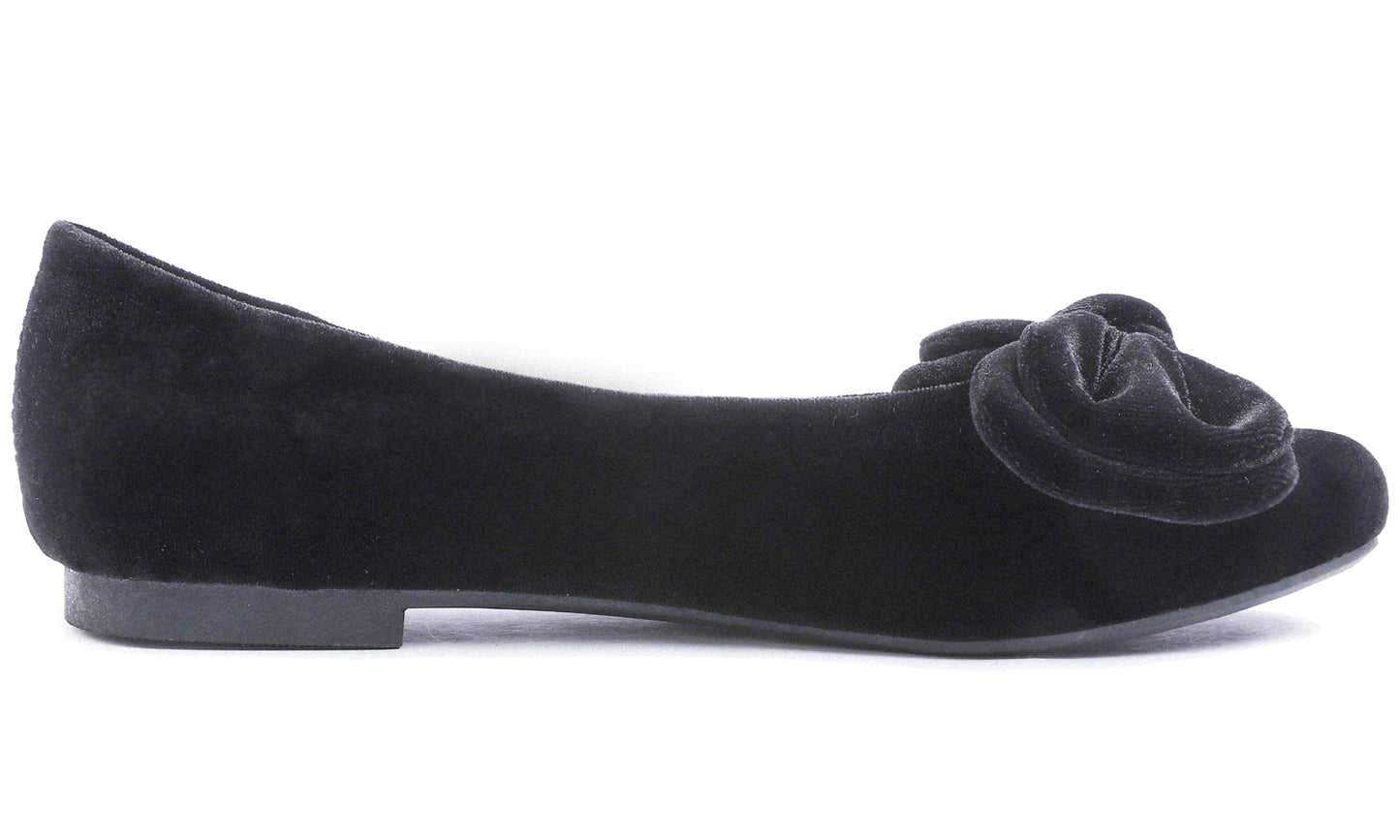 Feversole Women's Round Toe Cute Bow Trim Ballet Flats Velvet Twist Bow
