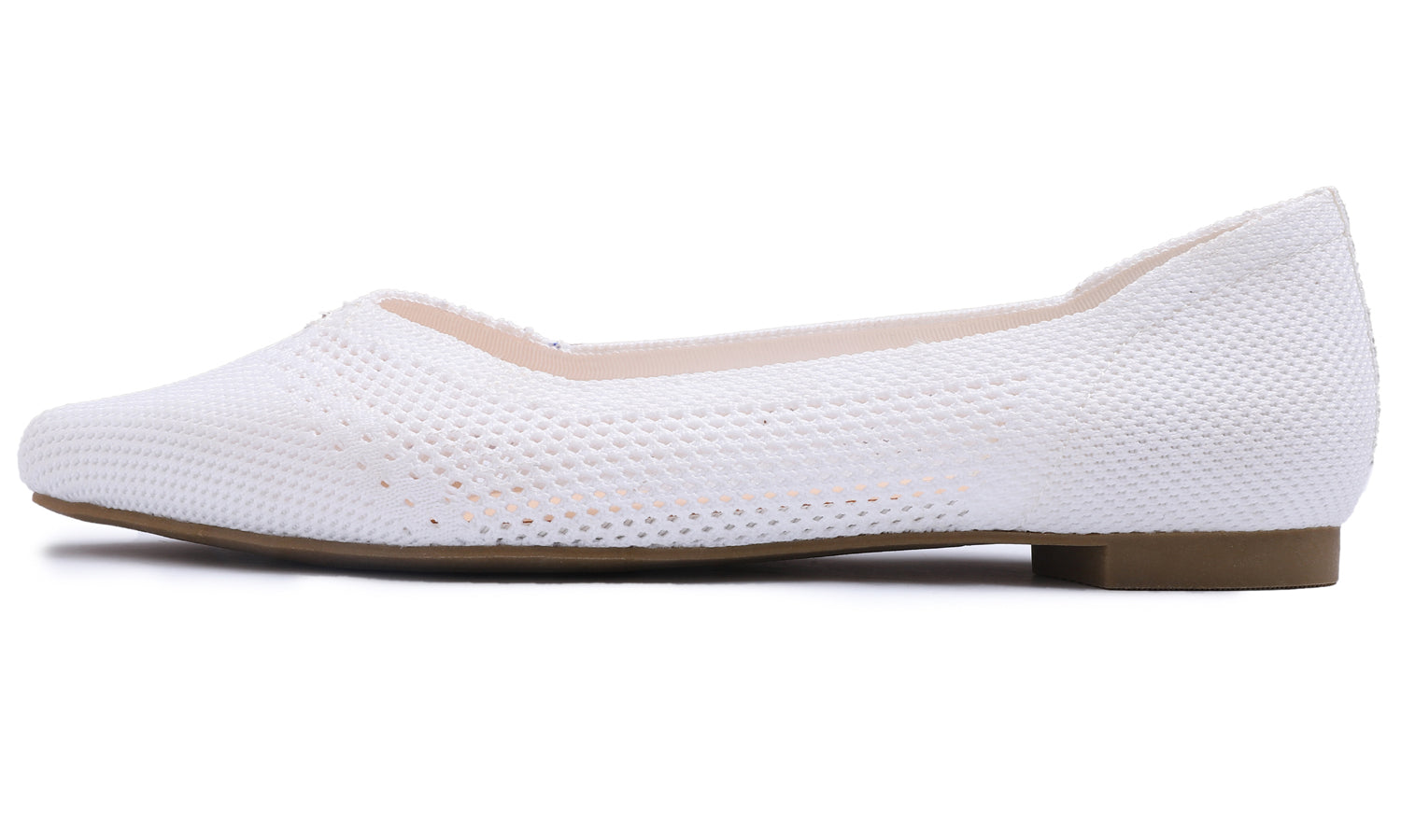 Feversole Women's Woven Fashion Breathable Knit Flat Shoes Pointed White