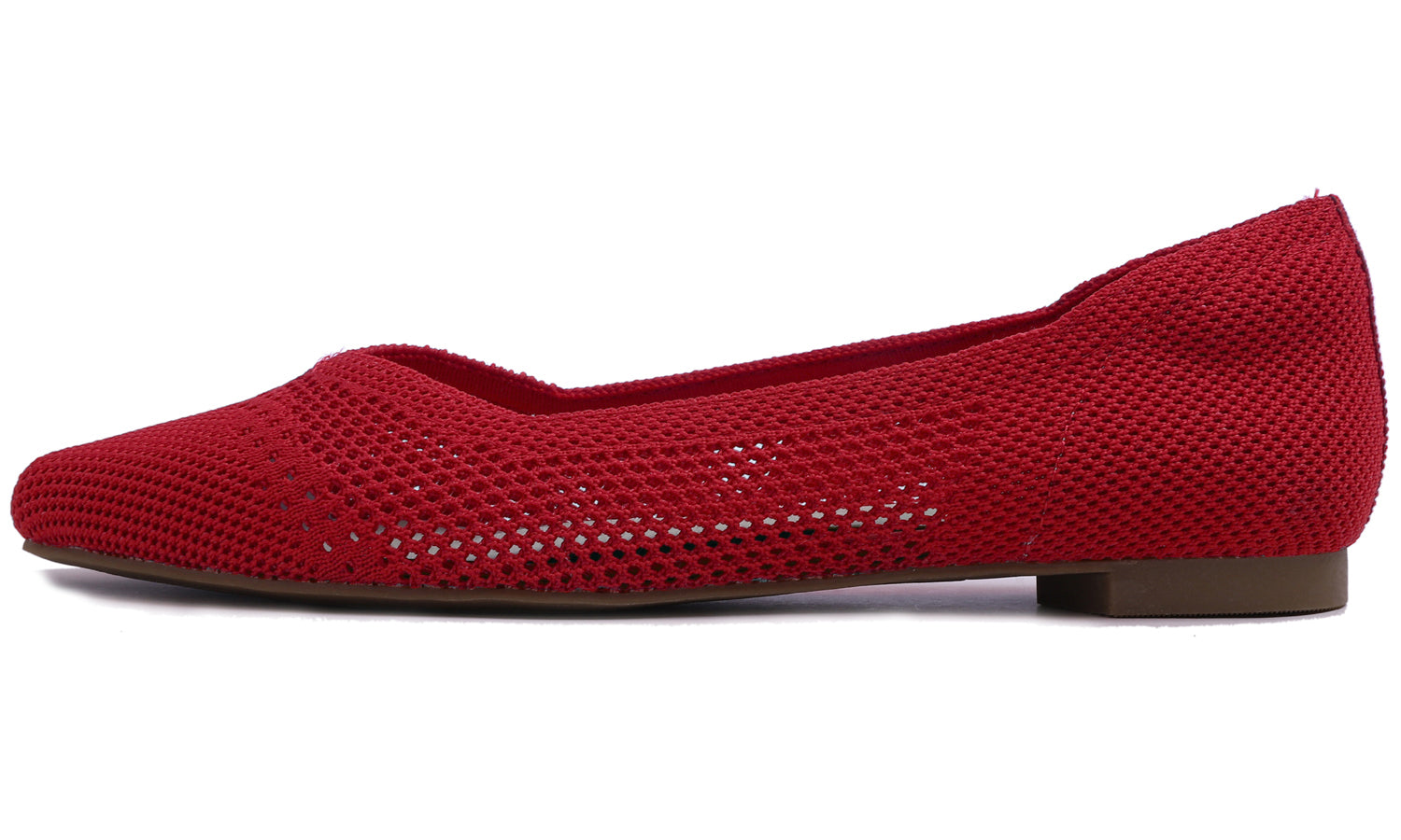 Feversole Women's Woven Fashion Breathable Knit Flat Shoes Pointed Red