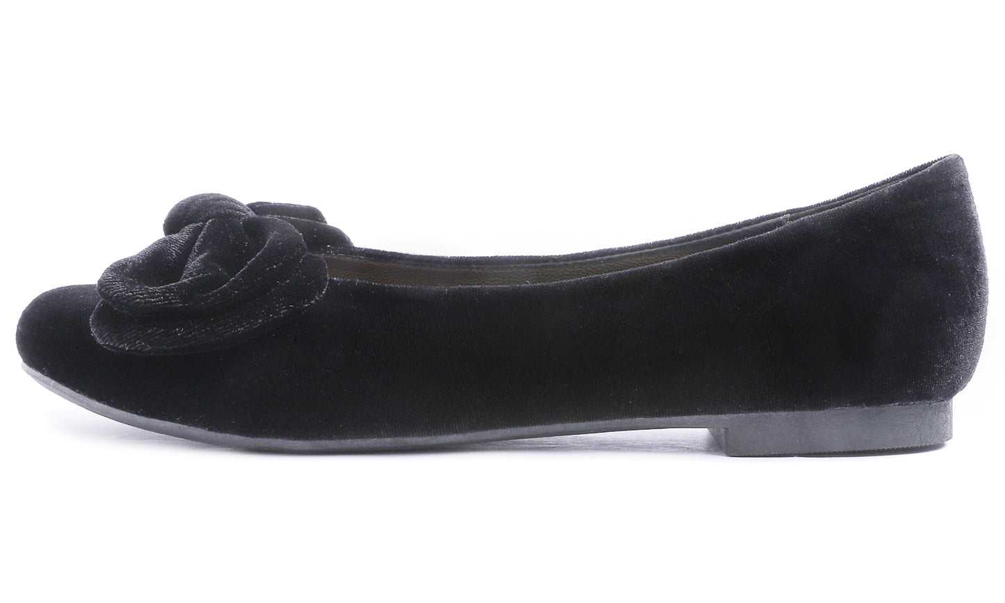 Feversole Women's Round Toe Cute Bow Trim Ballet Flats Velvet Twist Bow