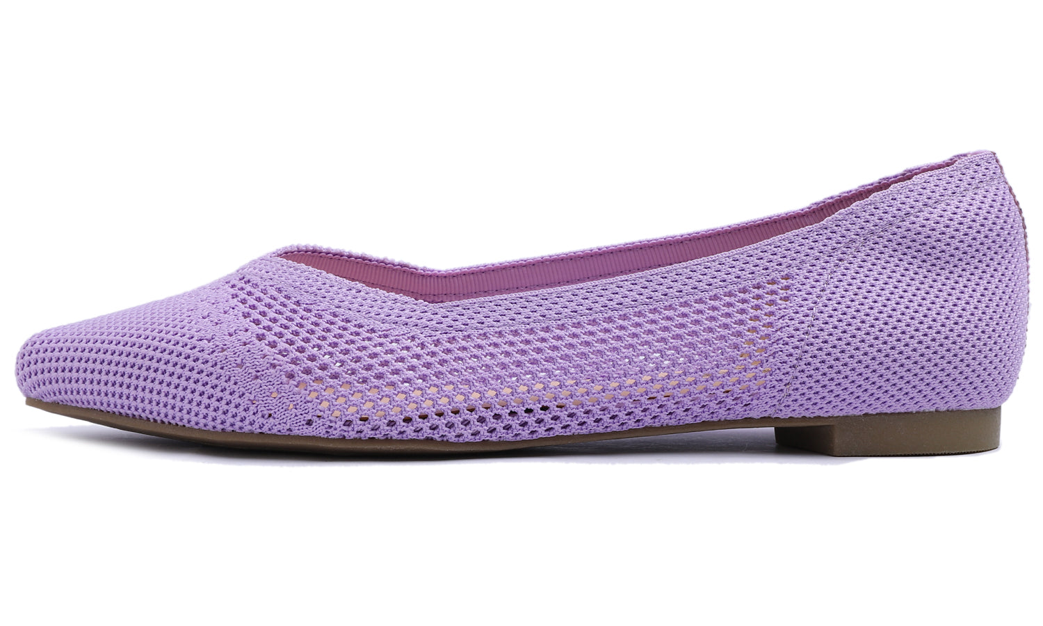 Feversole Women's Woven Fashion Breathable Knit Flat Shoes Pointed Purple