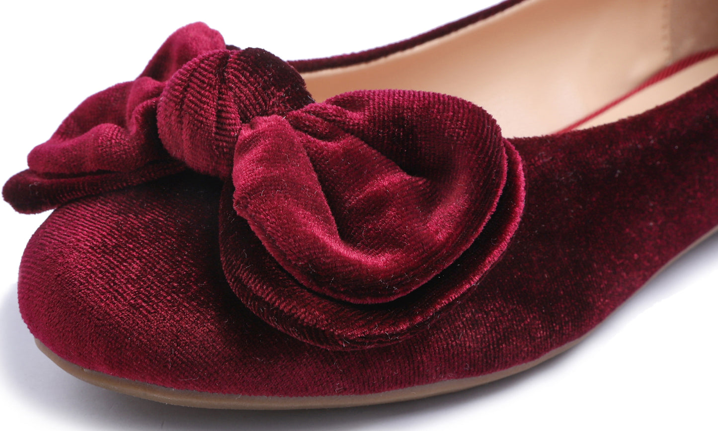 Feversole Women's Round Toe Cute Bow Trim Ballet Flats