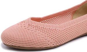 Feversole Women's Woven Fashion Breathable Knit Flat Shoes Light Pink Ballet