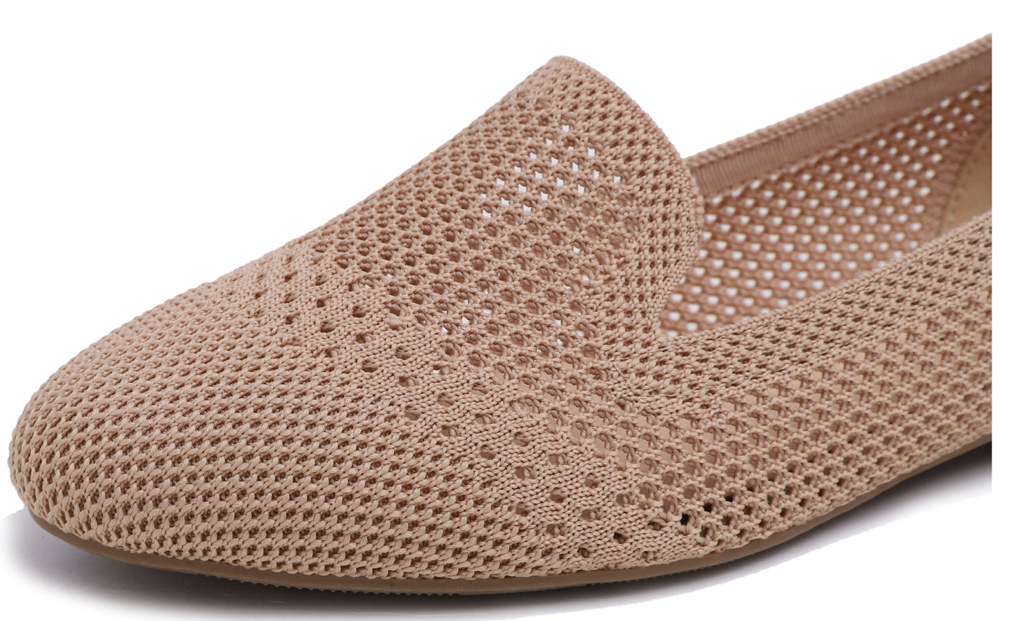 Feversole Women's Woven Fashion Breathable Knit Flat Shoes Nude Color Loafer
