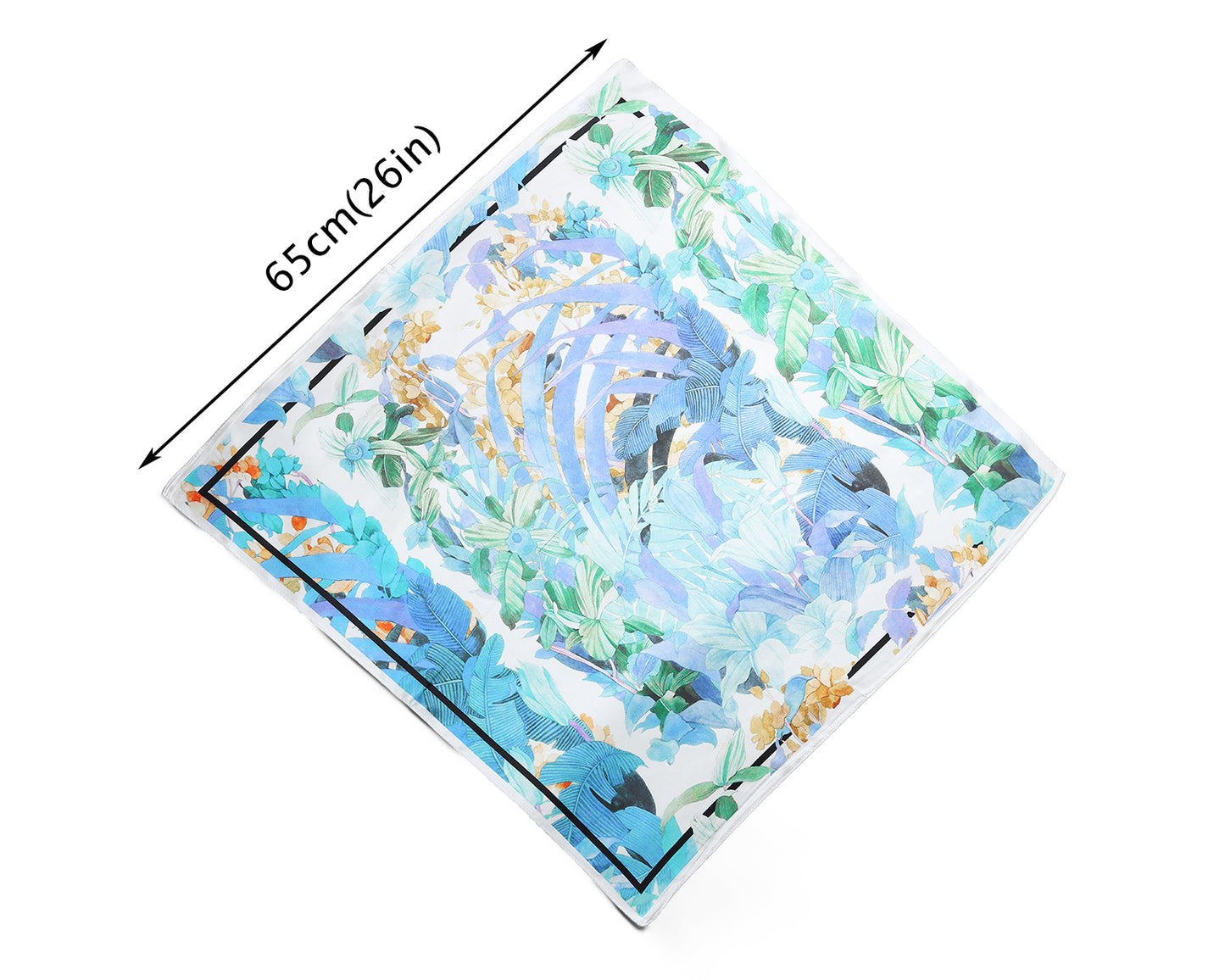 BREEZE NOUTHERLY 100% Mulberry Silk Square Scarf for Women, 26'' Versatile Hair Neck Bag Scarf Luxury Gift-Aqua Garden