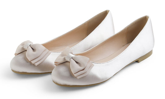 Feversole Women's Round Toe Soft Fashion Bow Tie Dress Ballet Flats Satin