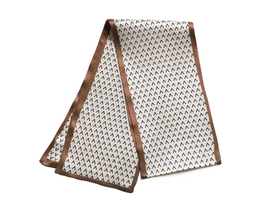 BREEZE NOUTHERLY Women's 100% Pure Mulberry Silk Scarf Double Sided Rectangle Tie Head Neck Waist Strip-17X150 Beige Brown Arrowhead