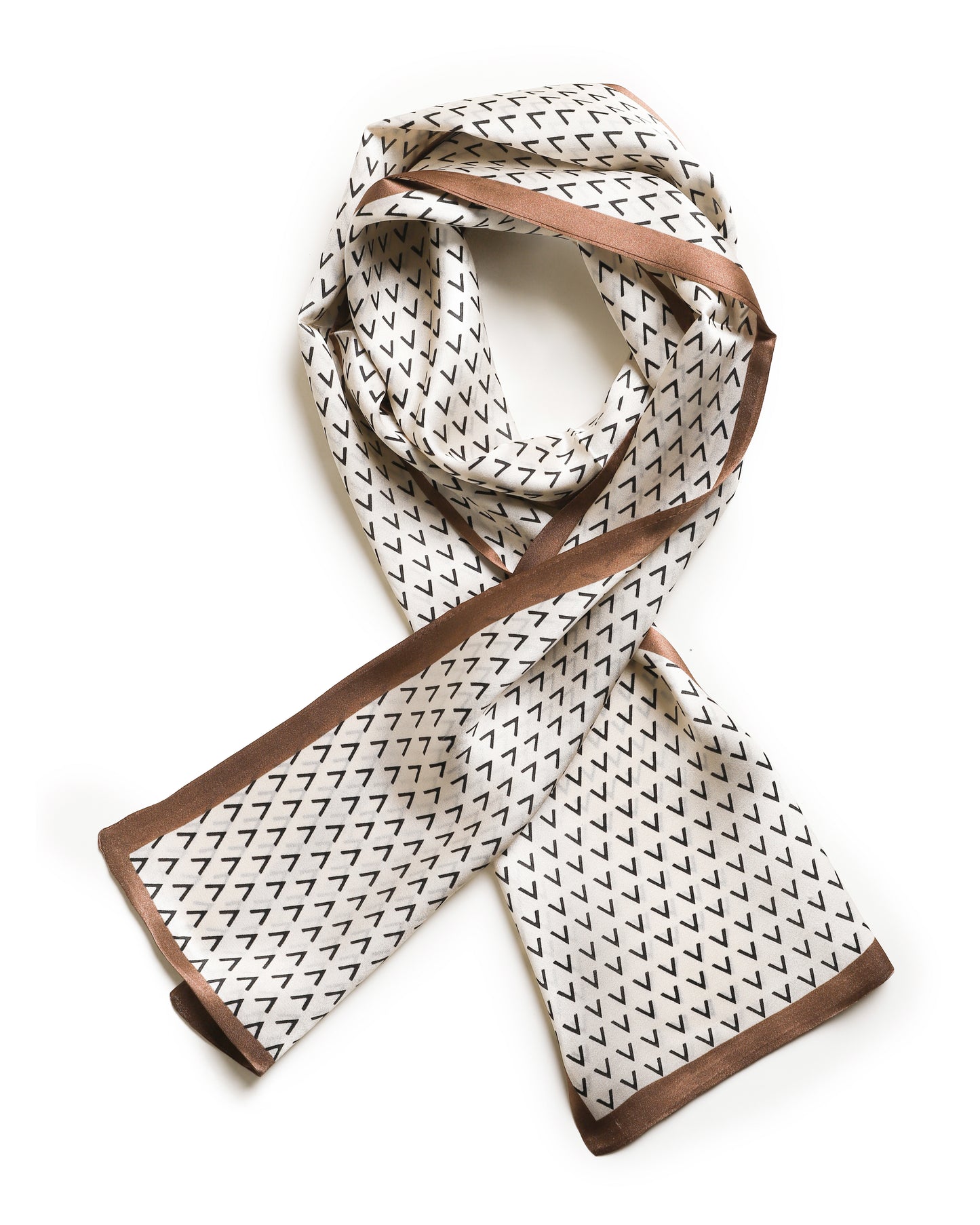 BREEZE NOUTHERLY Women's 100% Pure Mulberry Silk Scarf Double Sided Rectangle Tie Head Neck Waist Strip-17X150 Beige Brown Arrowhead