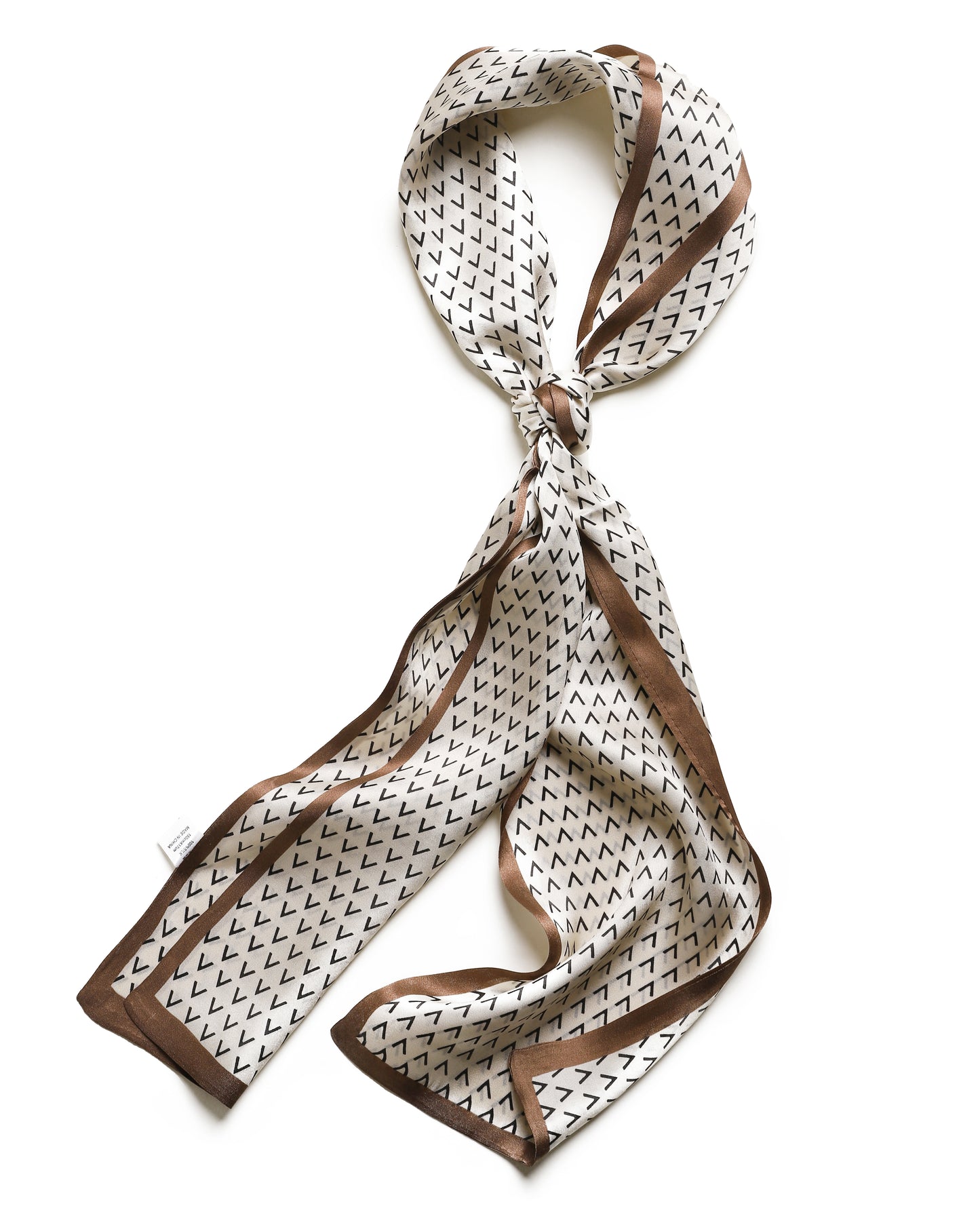 BREEZE NOUTHERLY Women's 100% Pure Mulberry Silk Scarf Double Sided Rectangle Tie Head Neck Waist Strip-17X150 Beige Brown Arrowhead