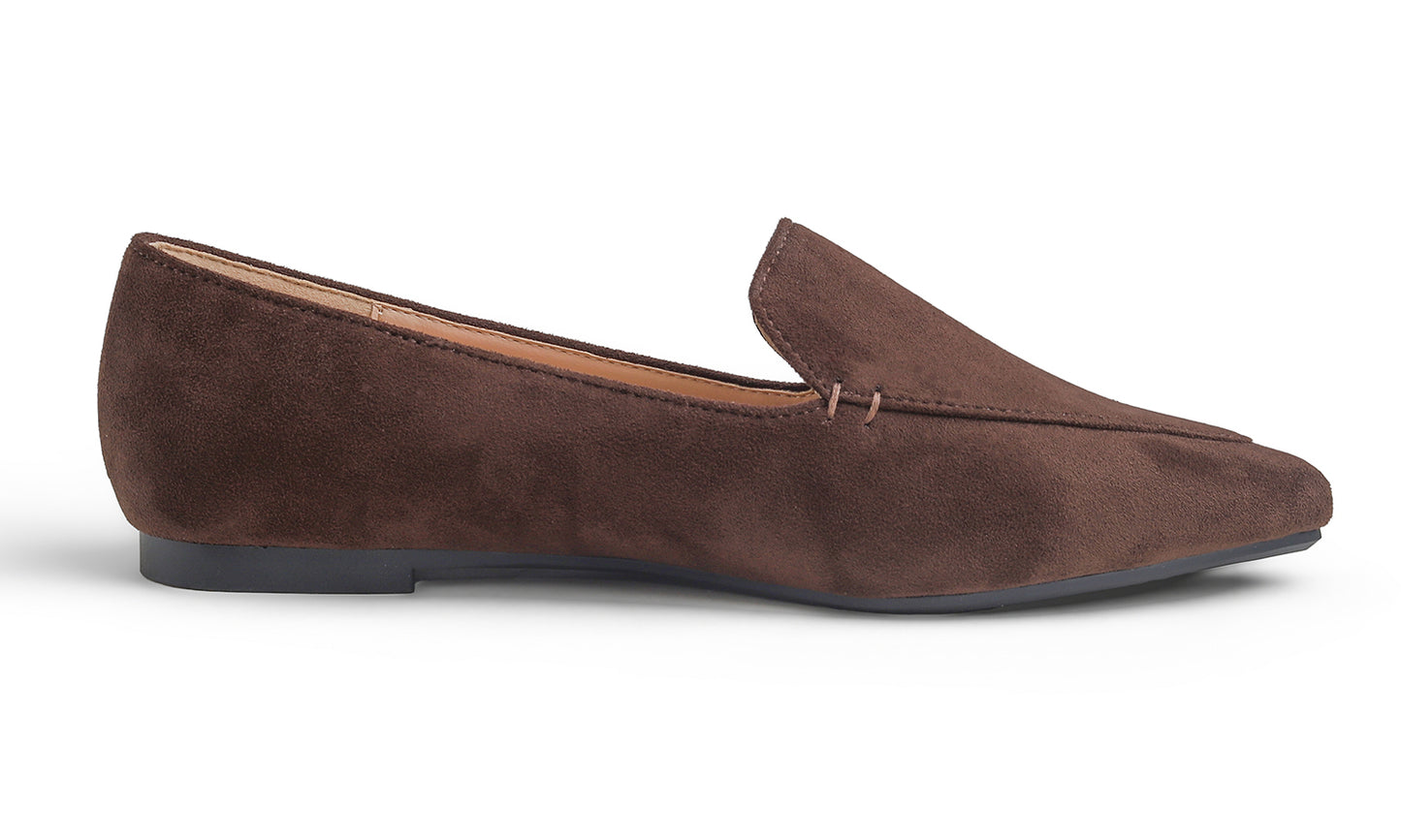 Feversole Women's Loafer Flat Pointed Fashion Slip On Comfort Driving Office Shoes Suede
