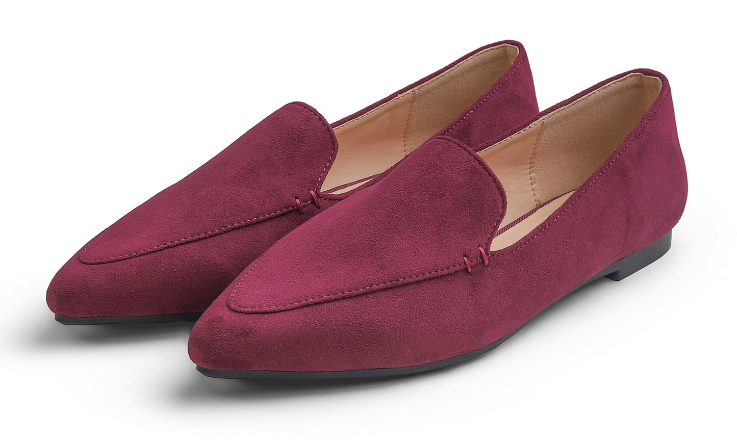 Feversole Women's Loafer Flat Pointed Fashion Slip On Comfort Driving Office Shoes Suede