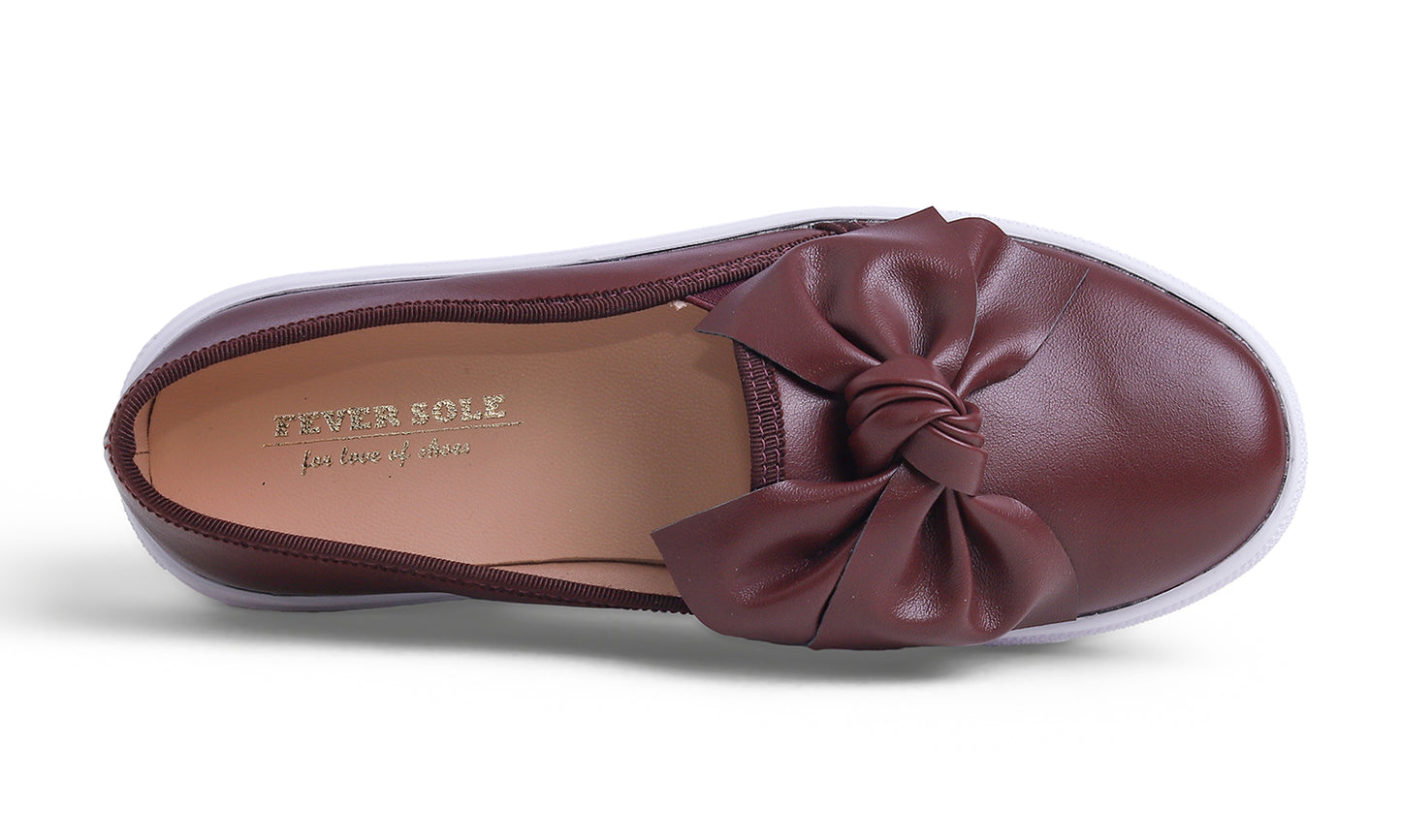 Feversole Women's Casual Slip On Sneaker Fashion Bow Tie Loafer Flats Vegan Leather