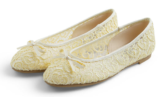 Feversole Round Toe Lace Ballet Crochet Flats Women's Comfy Breathable Shoes Lace