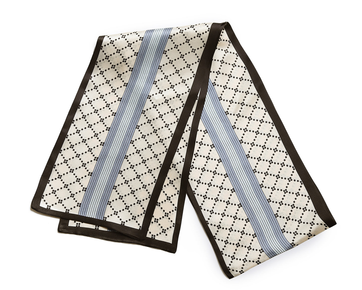 BREEZE NOUTHERLY Women's 100% Pure Mulberry Silk Scarf Double Sided Rectangle Tie Head Neck Waist Strip-17X150 Black Beige Check