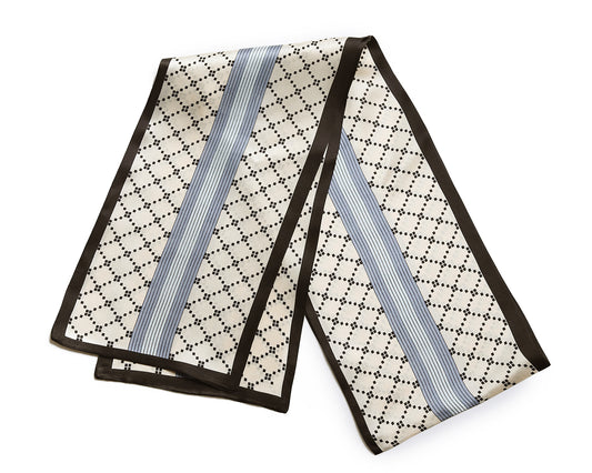 BREEZE NOUTHERLY Women's 100% Pure Mulberry Silk Scarf Double Sided Rectangle Tie Head Neck Waist Strip-17X150 Black Beige Check