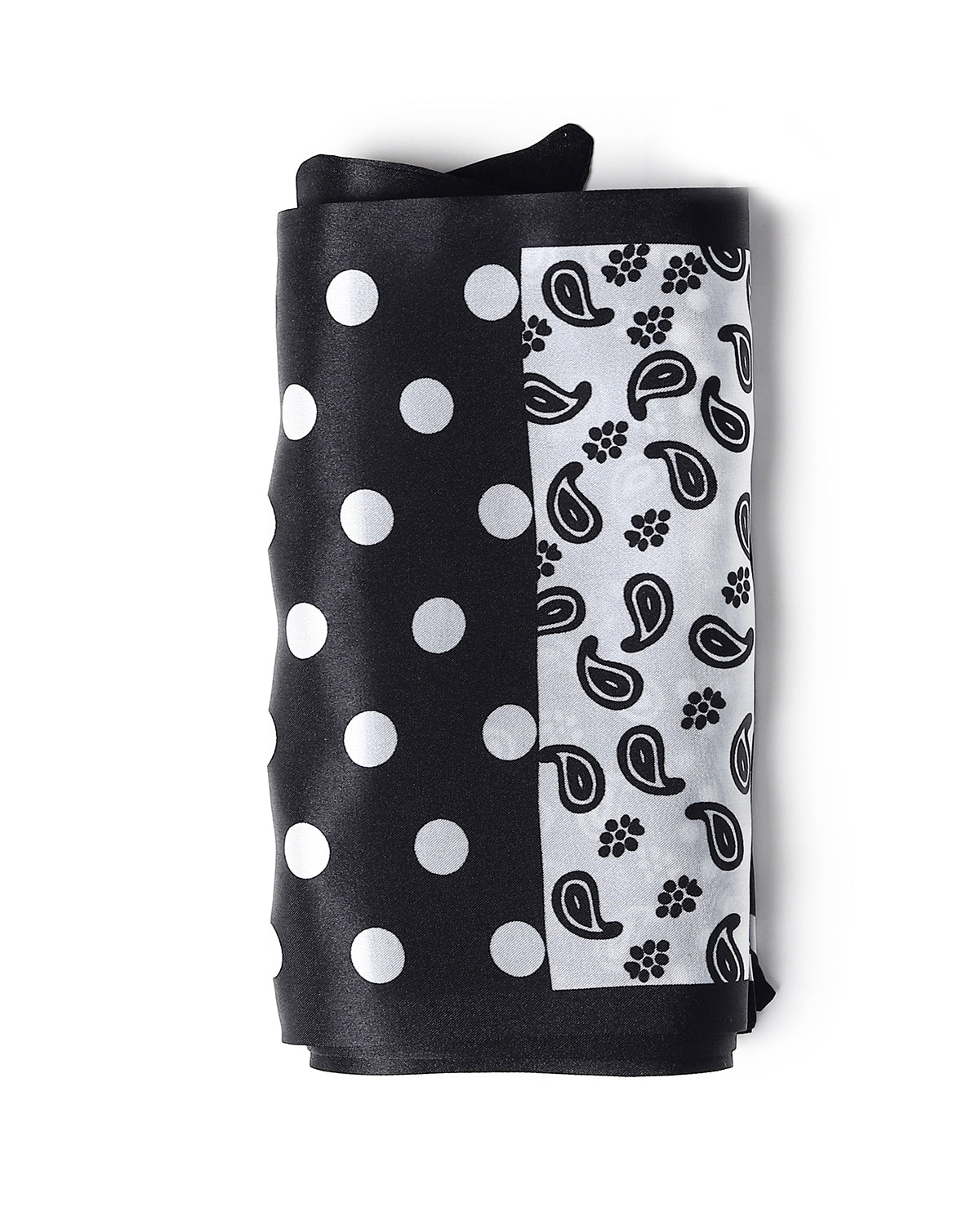 BREEZE NOUTHERLY Women's 100% Pure Mulberry Silk Scarf Double Sided Rectangle Tie Head Neck Waist Strip-17X150 Black White Paisley