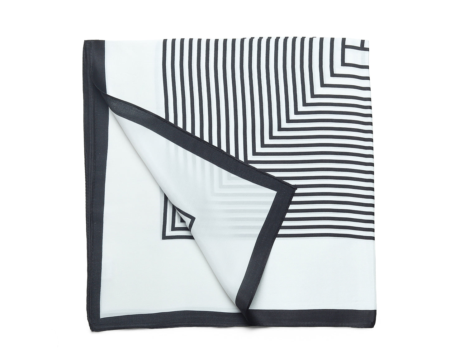 BREEZE NOUTHERLY 100% Mulberry Silk Square Scarf for Women, 26'' Versatile Hair Neck Bag Scarf Luxury Gift-Black White Stripe