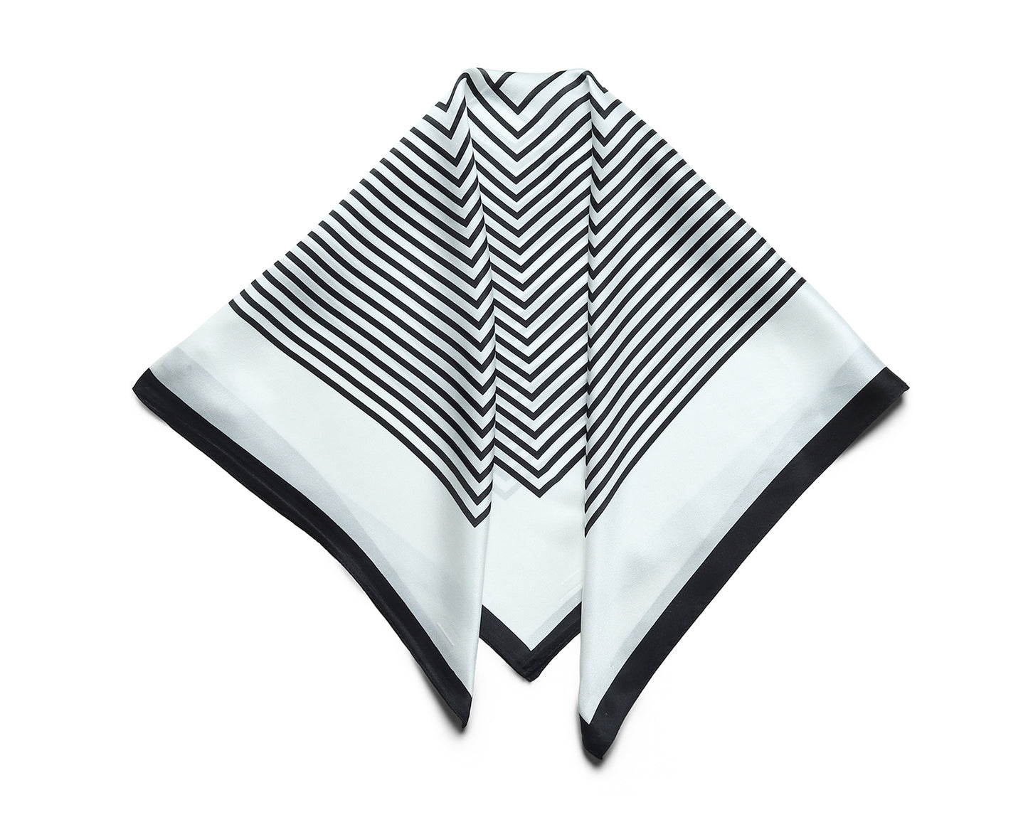 BREEZE NOUTHERLY 100% Mulberry Silk Square Scarf for Women, 26'' Versatile Hair Neck Bag Scarf Luxury Gift-Black White Stripe