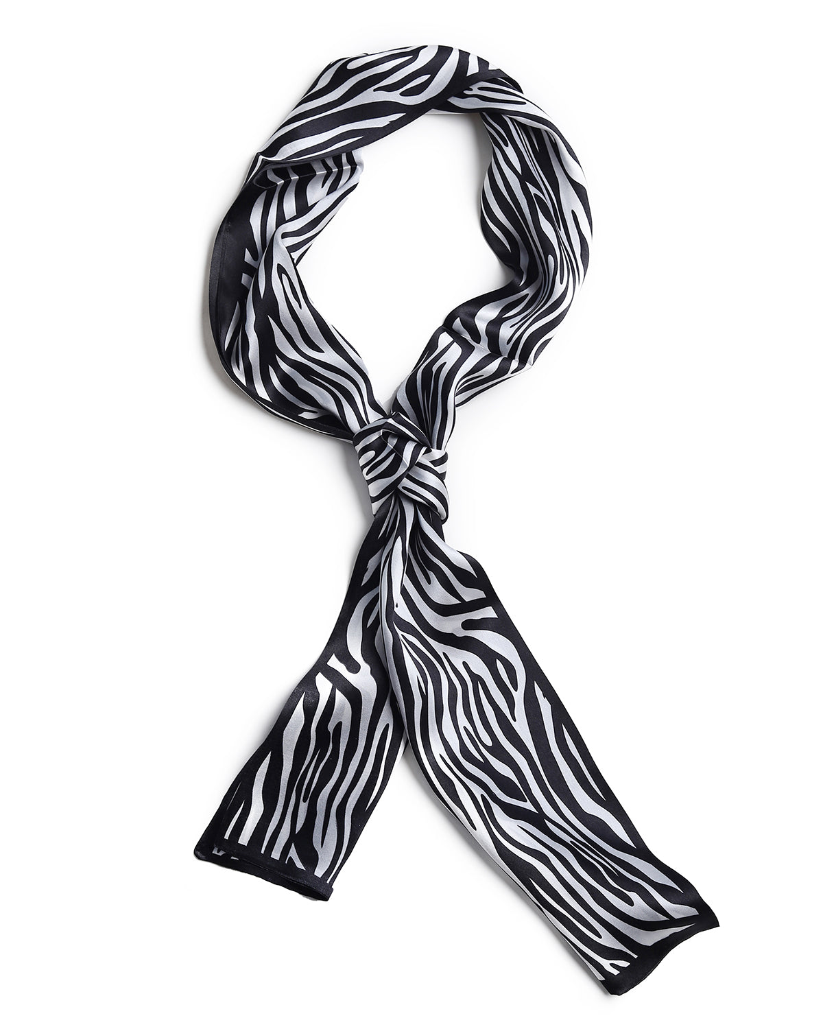 BREEZE NOUTHERLY Women's 100% Pure Mulberry Silk Scarf Double Sided Rectangle Tie Head Neck Waist Strip-17X150 Black White Zebra