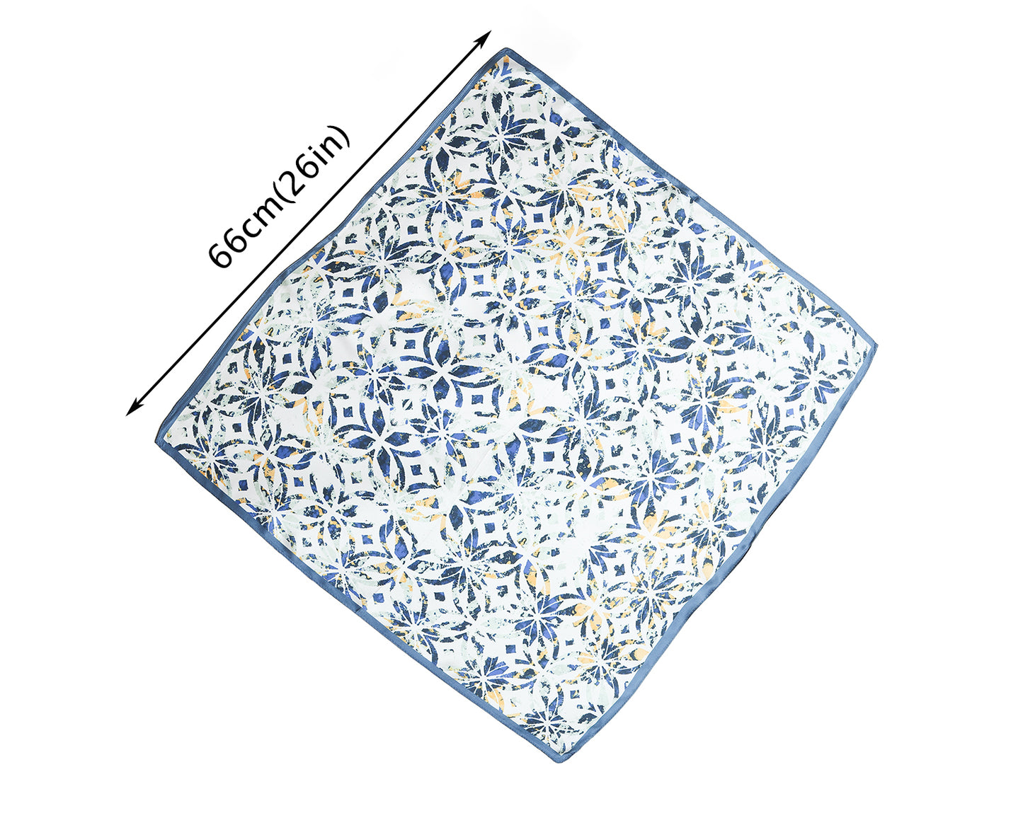 BREEZE NOUTHERLY 100% Mulberry Silk Square Scarf for Women, 26'' Versatile Hair Neck Bag Scarf Luxury Gift-Blue Tile Floral