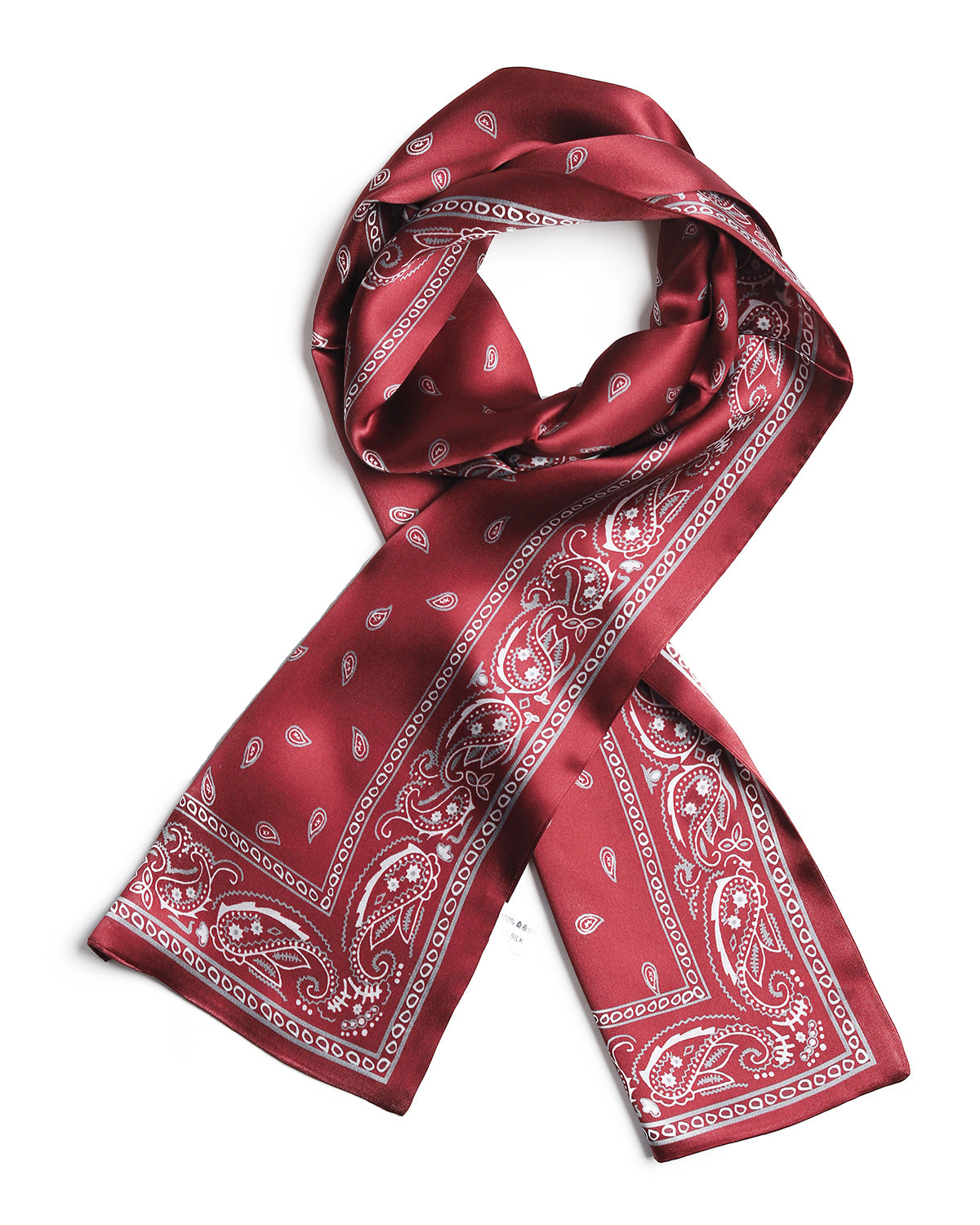 BREEZE NOUTHERLY Women's 100% Pure Mulberry Silk Scarf Double Sided Rectangle Tie Head Neck Waist Strip-17X150 Burgundy Paisley