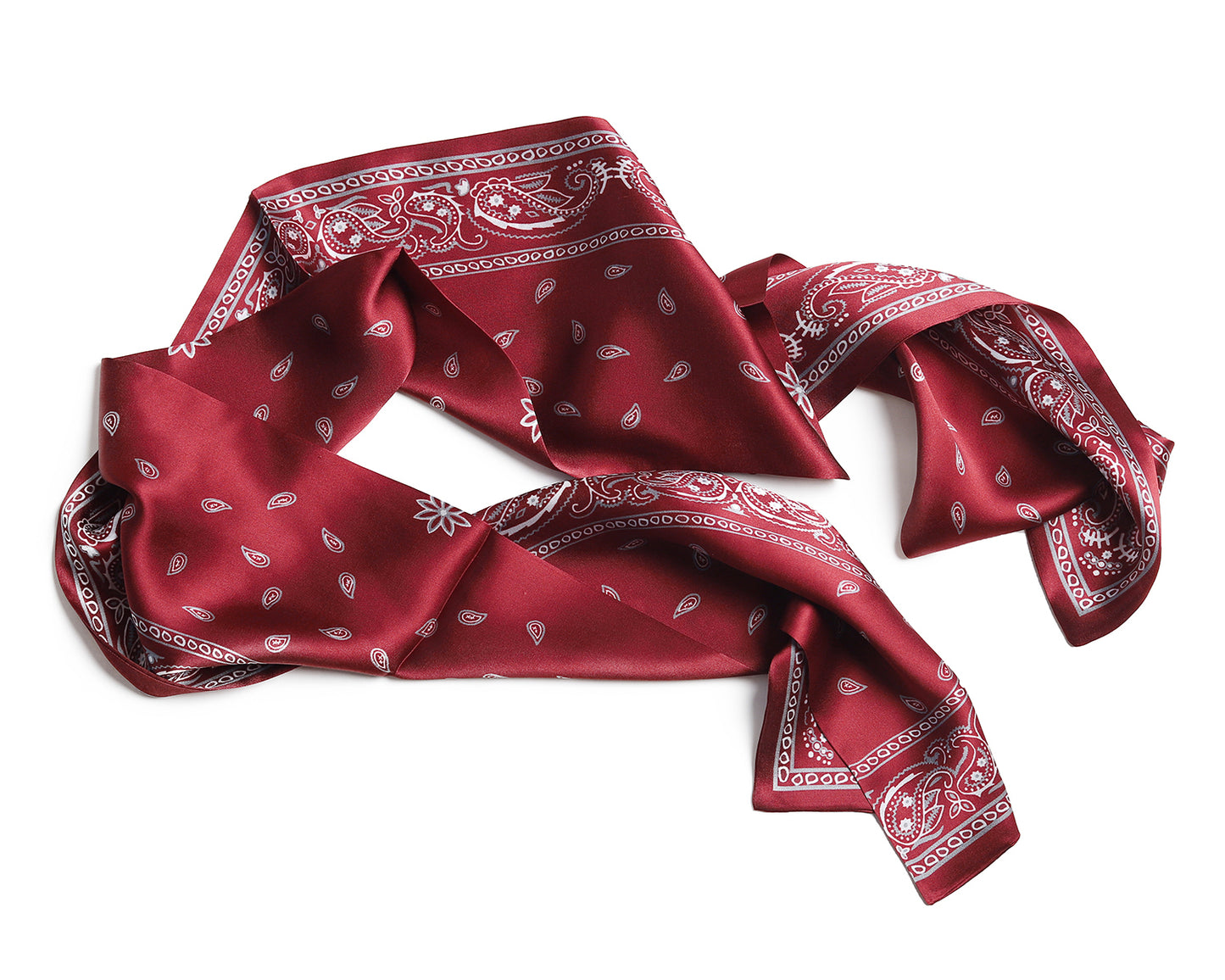 BREEZE NOUTHERLY Women's 100% Pure Mulberry Silk Scarf Double Sided Rectangle Tie Head Neck Waist Strip-17X150 Burgundy Paisley