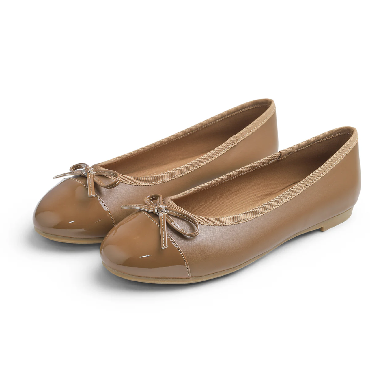Feversole Women's Bow Tie Fashion Dress Slip On Shoes Round Toe Ballet Flat Patent Toe Cap