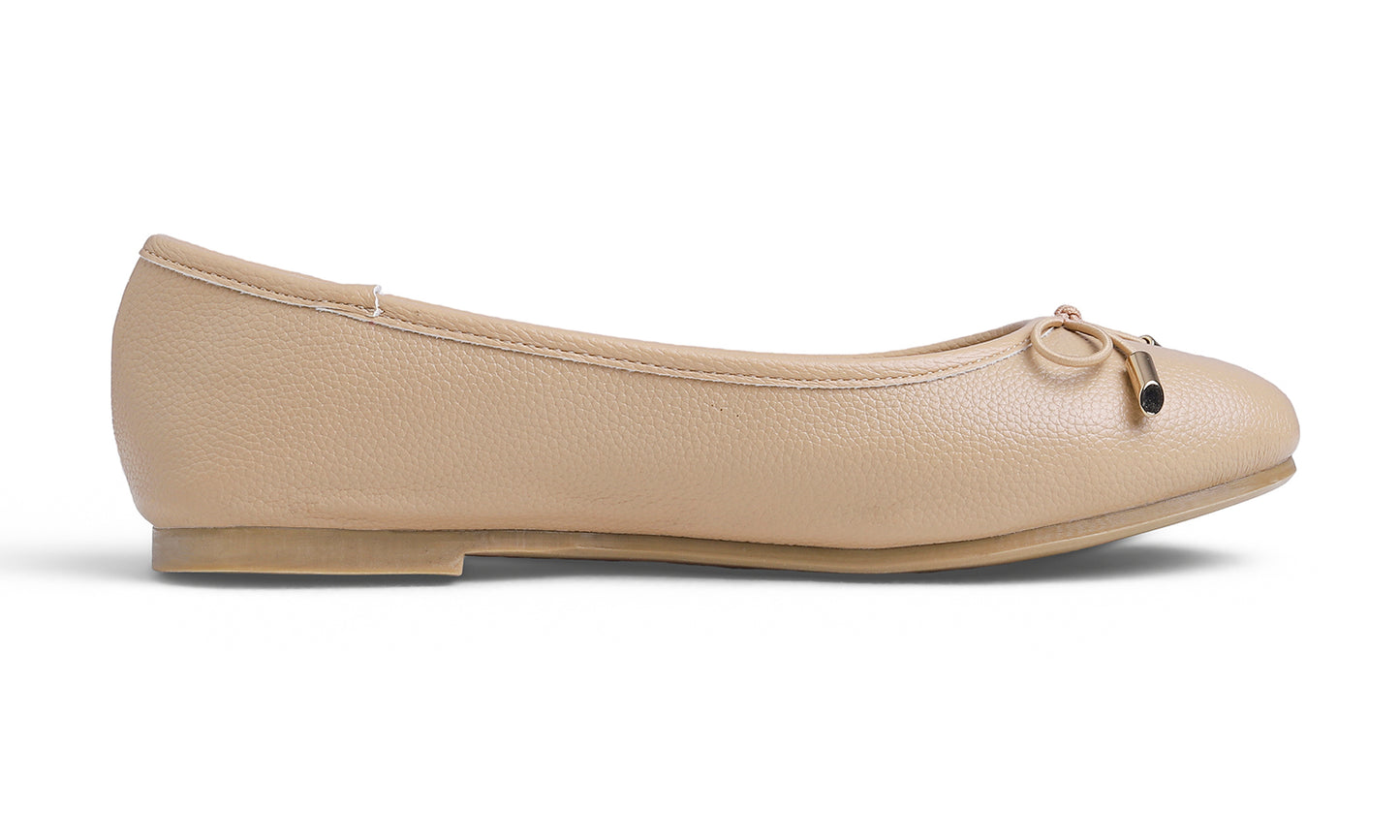 Feversole Women's Soft Cushion Comfort Round Toe Metal Trim Fashion Ballet Flats Walking Shoes Grain Vegan Leather