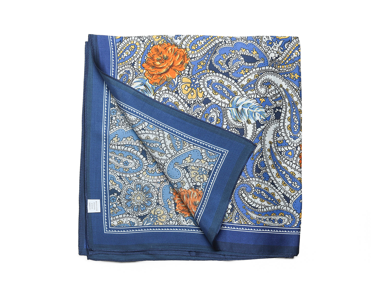 BREEZE NOUTHERLY 100% Mulberry Silk Square Scarf for Women, 26'' Versatile Hair Neck Bag Scarf Luxury Gift-Dk Blue Paisley